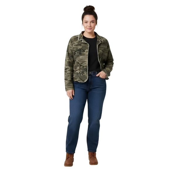 Bailey'S Point Jackets & Blazers - Bailey's Point Camo Print Frayed Trim Buttoned Pockets Jean Jacket Size L (11/13